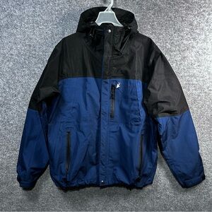 River Toadz Frogg Toggs Men’s Small Black Blue Hooded Windbreaker Rain Jacket